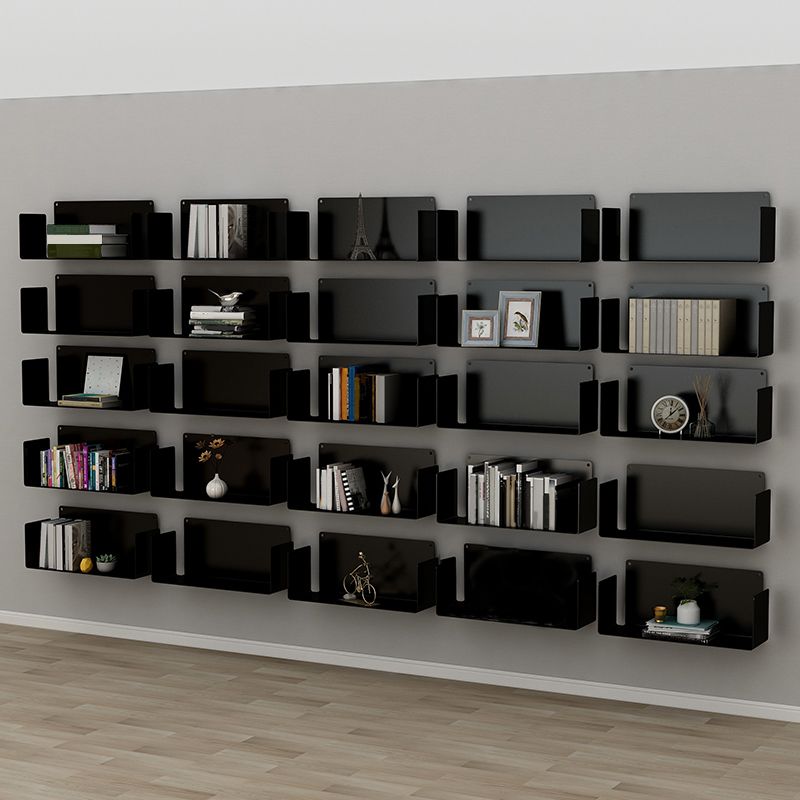 Metal Wall-mount Bookshelf Modern Closed Storage Bookcase with 1 Shelf , 8" D X 8" H