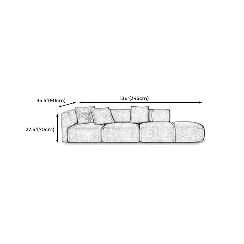 Velvet One Arm Sectional Sofa 27.56"High Tight Back Sofa for Living Room
