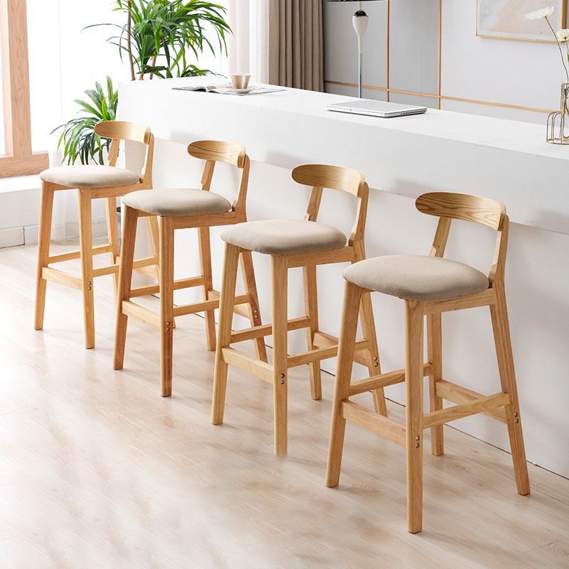 Modern Milk Tea Shop Low Back Stool Matte Finish Upholstered Bar Stools