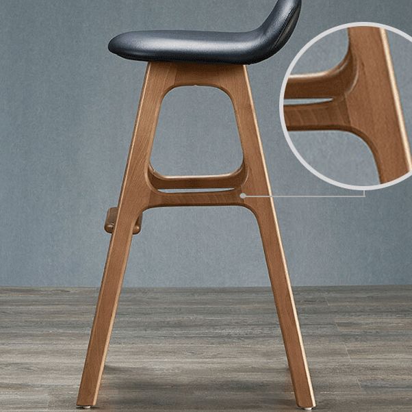 Industrial Bar Stools with Ash Wood Frame Matte Finish Faux Leather Stools