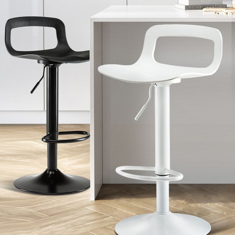 Modern Footrest Bar Stool Plastic Low Back Bucket Indoor Swivel Counter Stool