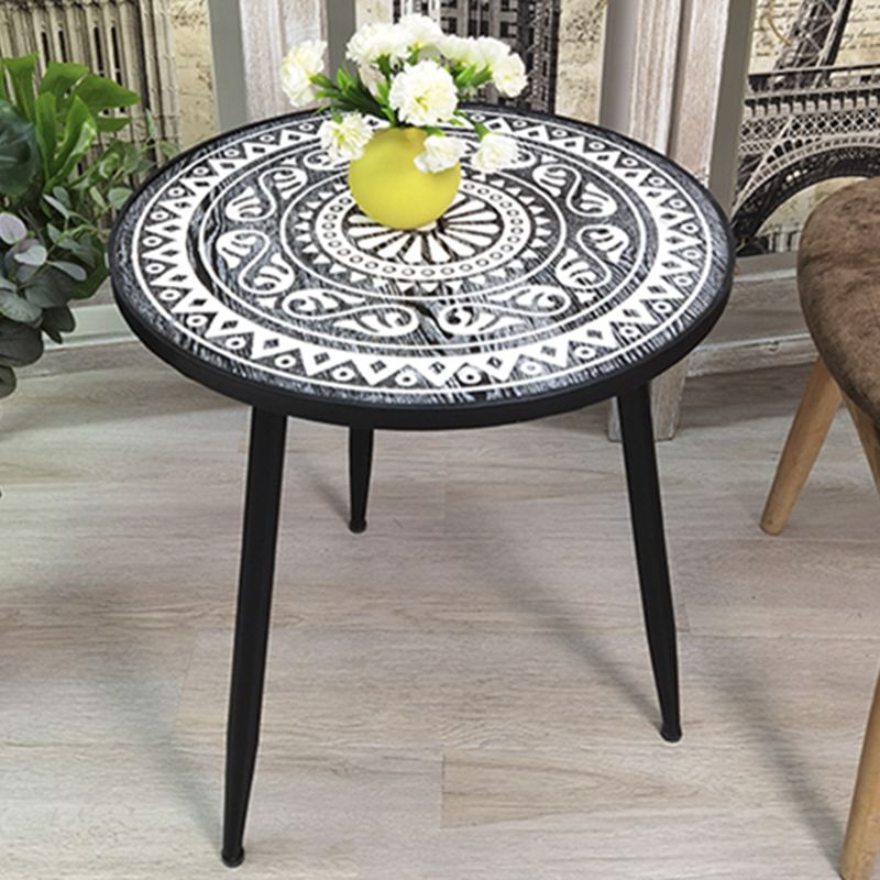 Solid Wood Round Side End Table Rustic 3 Legs End Slide Table