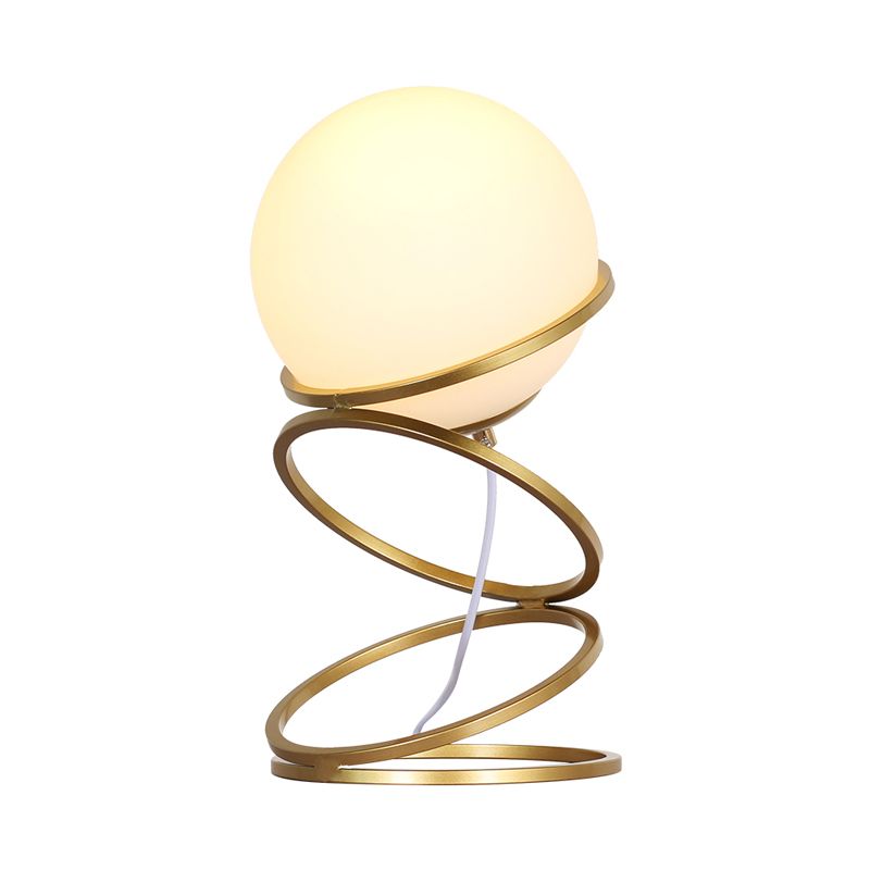 Metal 4-Ring Table Light Postmodern 1 Light Gold Finish Night Lamp with Global Frosted Glass Shade