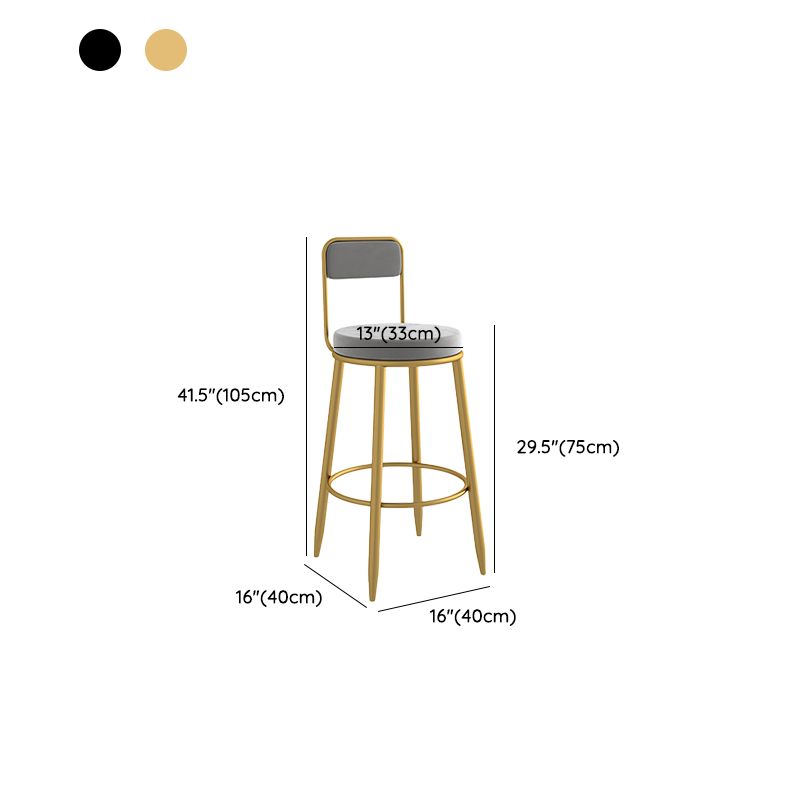 Round Upholstered Dining Stools Armless Bar Stools with Footrest