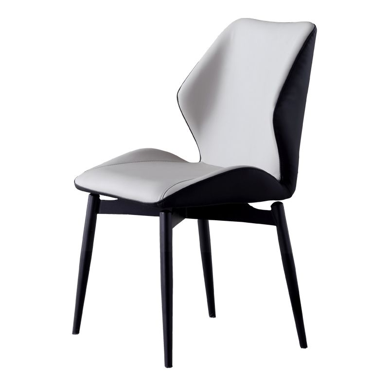 Contemporary Kitchen Dining Side Chair Wingback Parsons Chair with Carbon Steel Legs