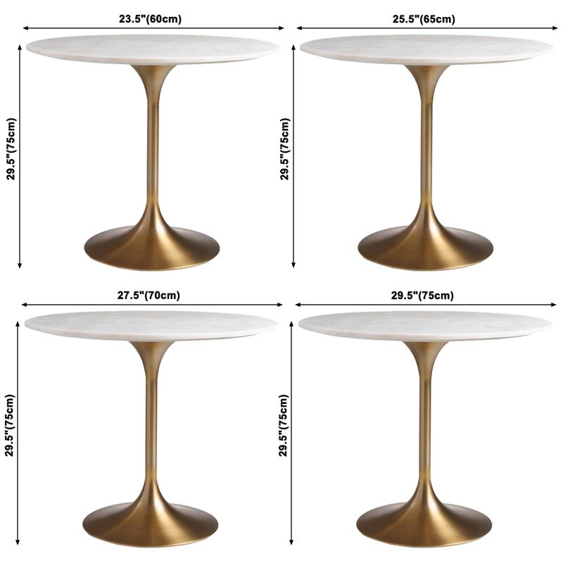 Round Tulip Base Glam Dining Table White Fixed Table with Sintered Stone