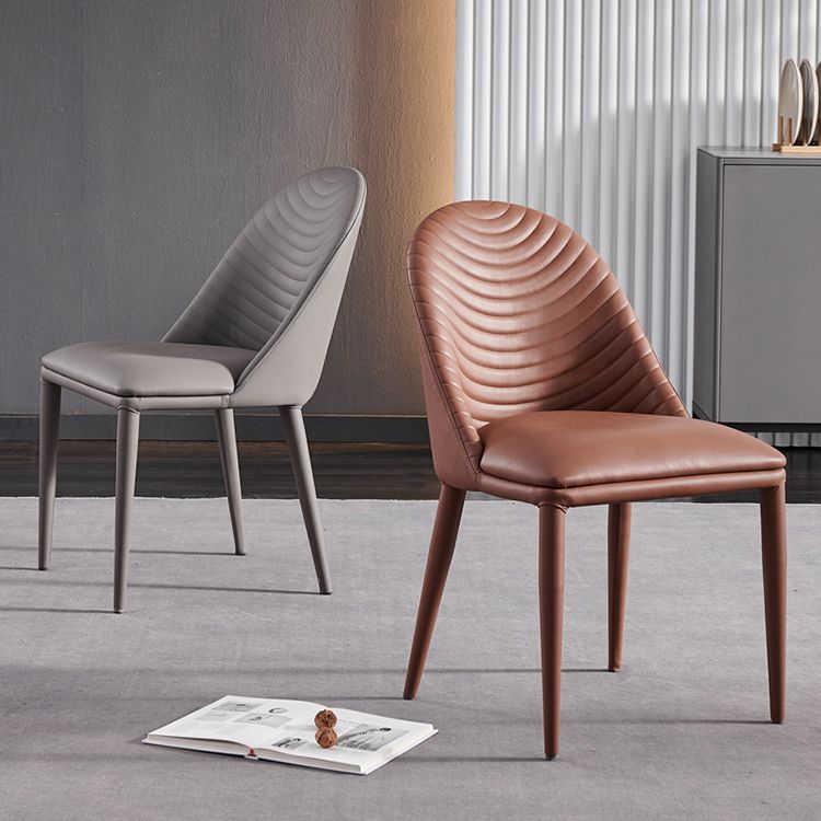 Parsons Matte Finish Dining Chair Designer Style Leather Meeting Room Side Chair