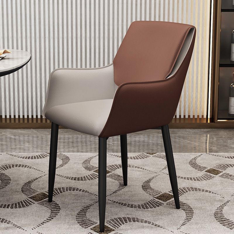 Modern Design Arm Solid Back Side Chairs Leather Dining Side Chair