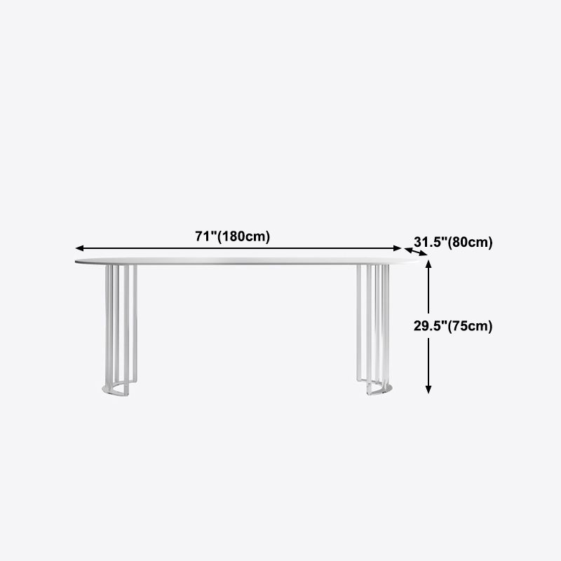 White Stone Dining Table Contemporary Dining Table with Sled Base