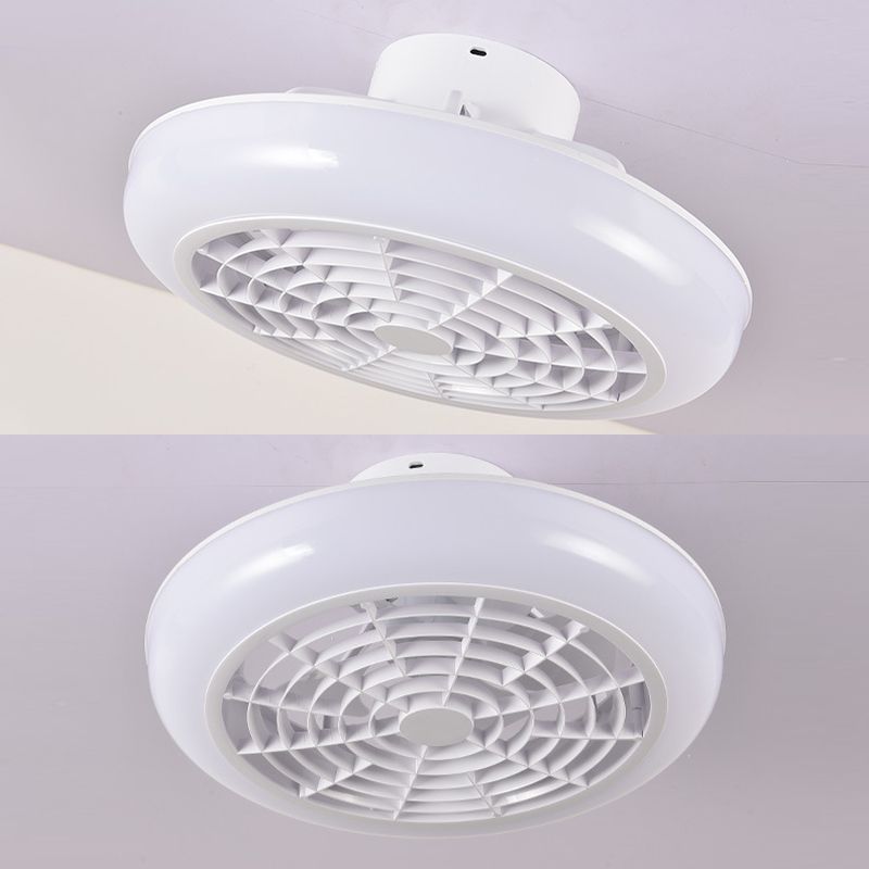 Einfache runde Lüfterlampenleuchte Acrylschlafzimmer LED SEMI -MOUNTBUCH IN Weiß