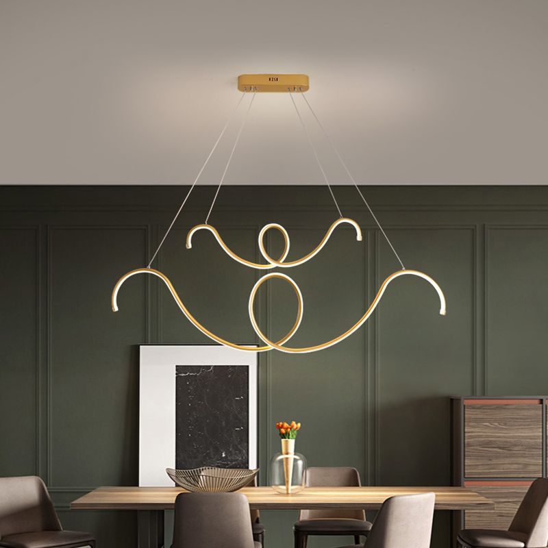 Moderner Stil Linearer Form Island Lichter Metal Island Beleuchtung für Esszimmer