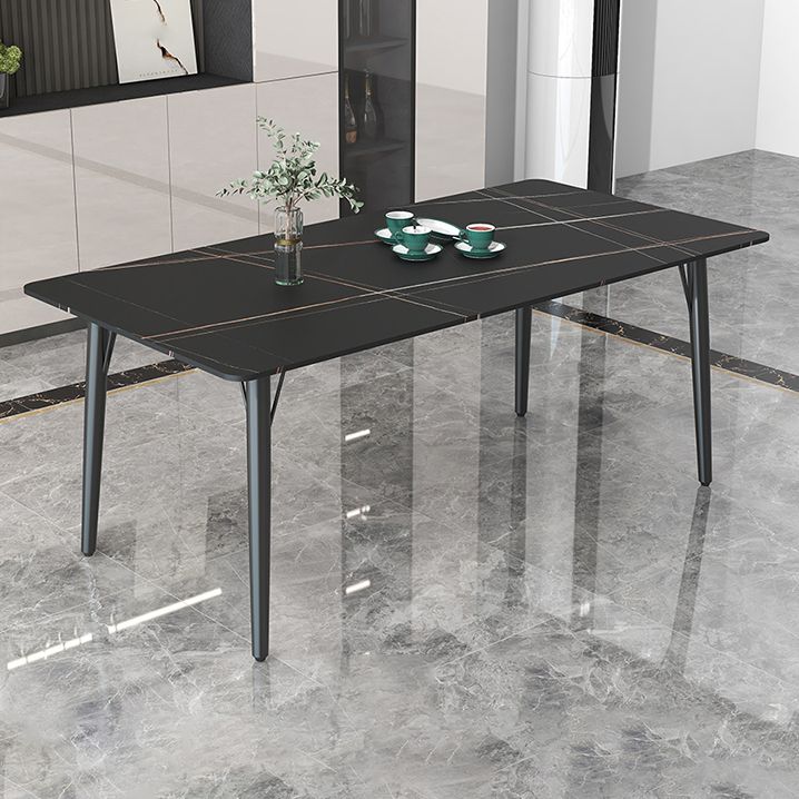 Modern Style Dining Table Rectangle Sintered Stone 4 Legs Dining Table for Kitchen