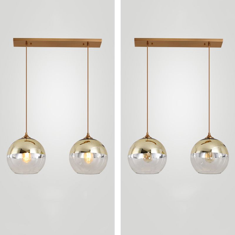 Wrought Iron Indoor Hanging Lamp in Modern Creative Style Globe Glass Pendant Light for Dining Room