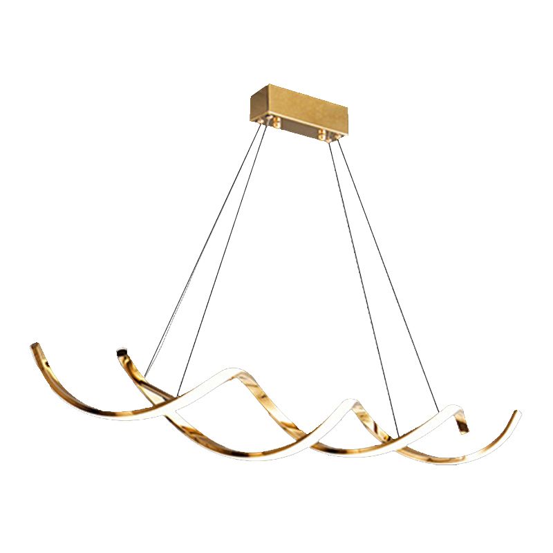 Modern Style Liner Shape Island Pendants 2-Lights Metal Pendant Lights for Living Room