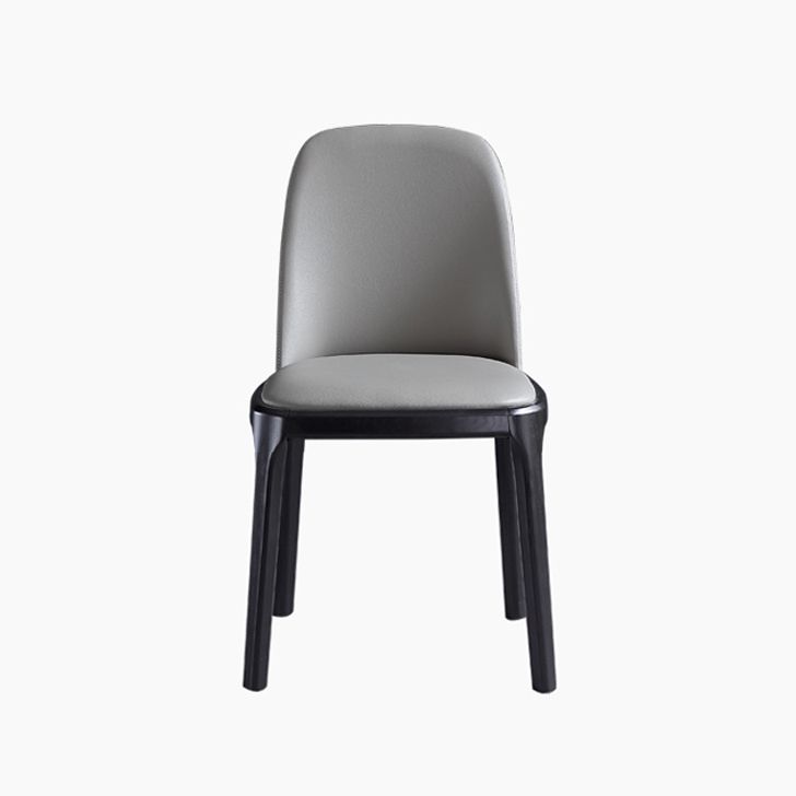 Silla auxiliar de cuero industrial para restaurante, silla de comedor Parsons con patas de nogal