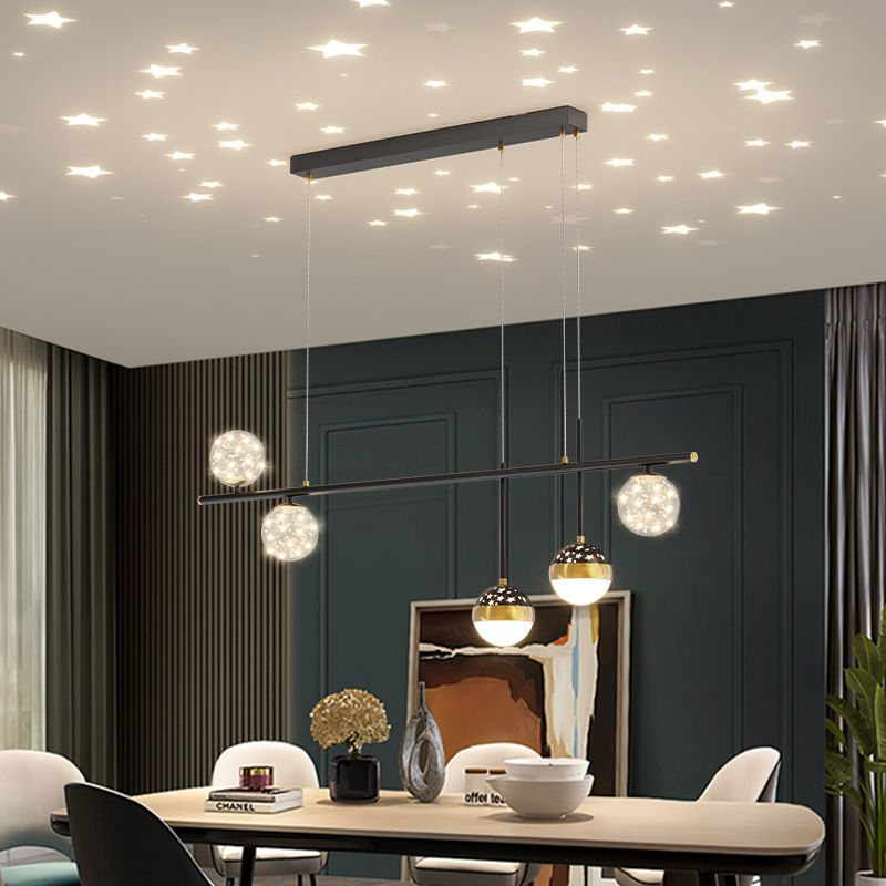 Acrylic Linear LED Island Light Contemporary Simplicity Hanging Lamp for Dining Room