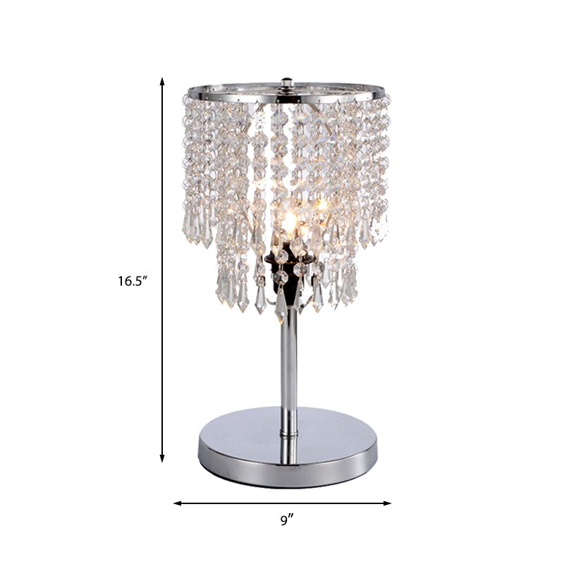 1 tête de salle à manger de la tête Lumière de table chromée moderne avec nuance en cristal à facettes à 2 niveaux