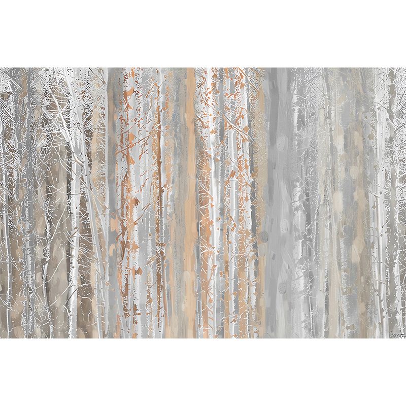 Cool Birch Tree Mural Wallpaper for Accent Wall, Pastel Brown, Personalized Size Available