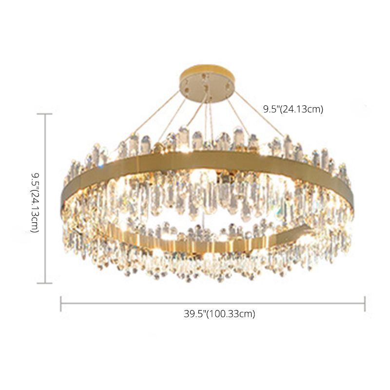 Light Luxury Style Round Hanging Pendant Lights Crystal Pendant
