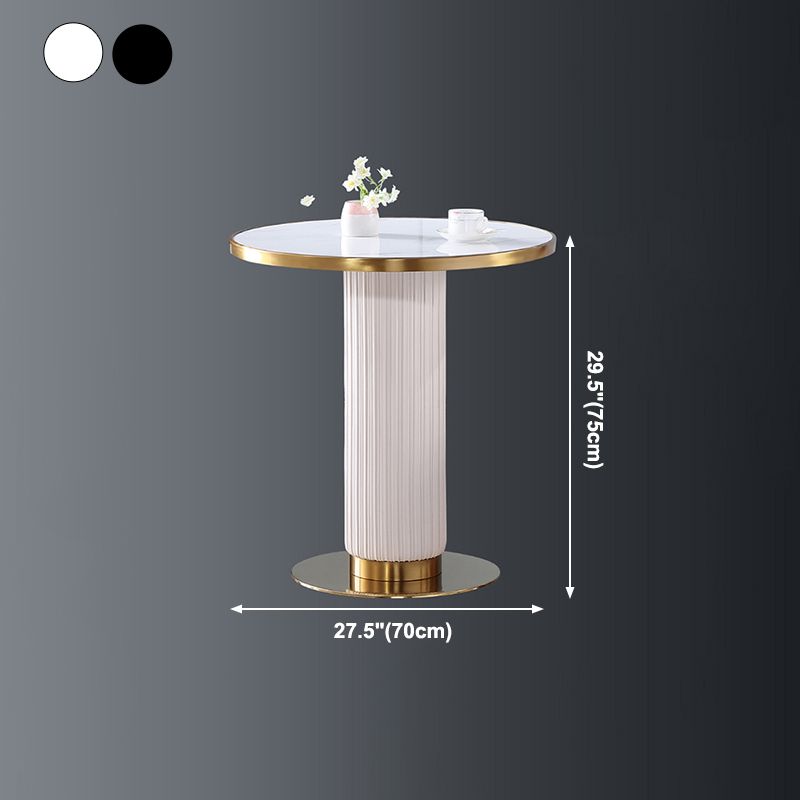 Metal Traditional Luxury Dining Table Sintered Stone Dining Table with Pedestal