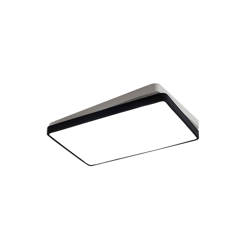 Plafonnier LED carré/rectangulaire noir en métal nordique pour chambre à coucher en blanc chaud/blanc, 11"/19"/35,5" de large