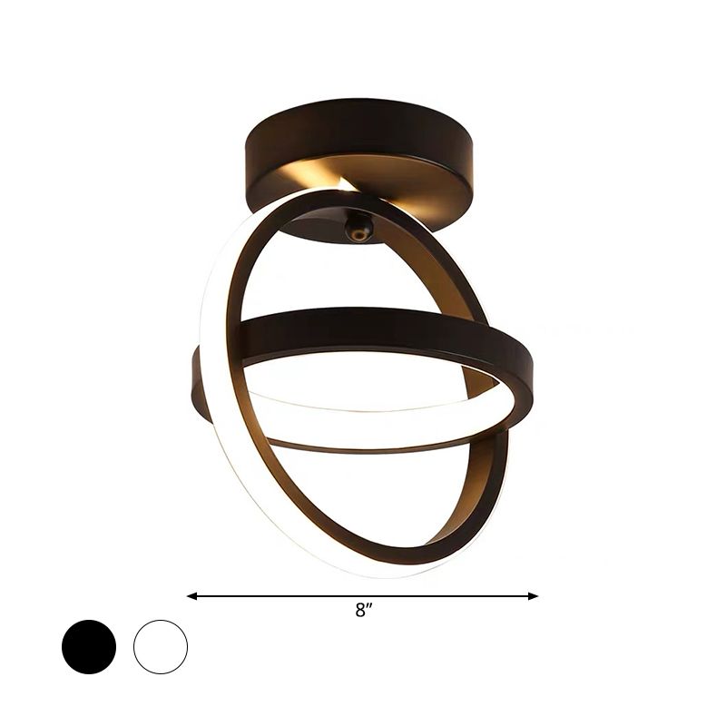 Plafonnier à cercle croisé noir/blanc, luminaire LED simple en métal, lumière chaude/blanche