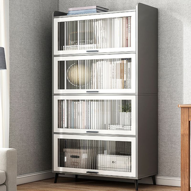 Modern Wood Storage Cabinet Square Bar Pulls Accent Chest with Doors