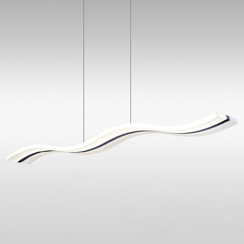 39.3" Length Wave Shaped LED Island Light Nordic Simplicity Style Long Strip Acrylic Lighting Fixture for Kitchen Bar