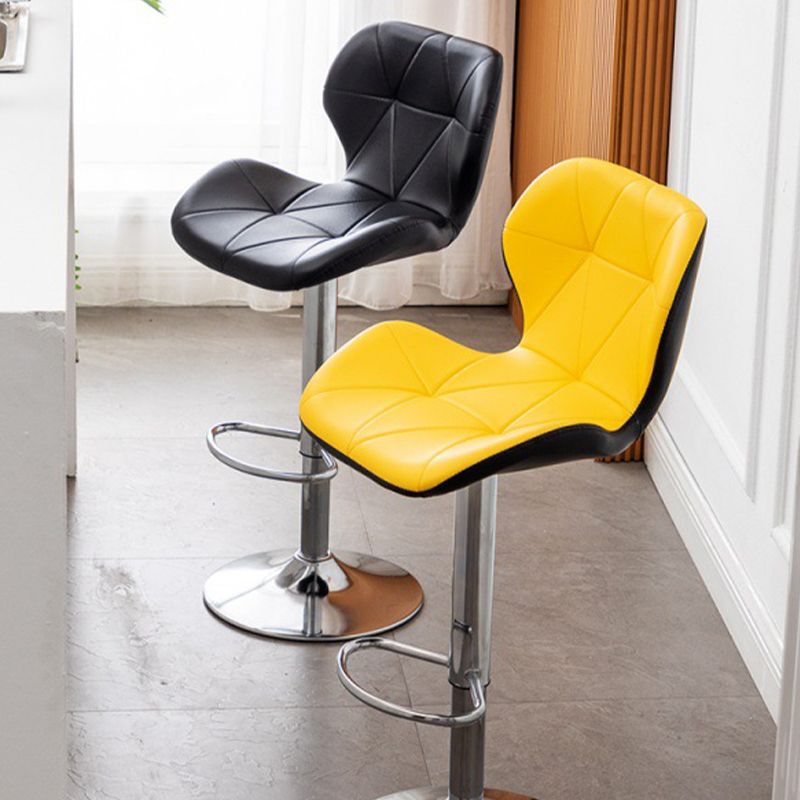 Scandinavian Metal Barstool Adjustable Low Back PU Leather stools in Matte Finish