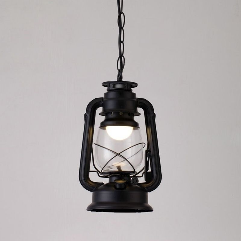1 Bulb Hanging Light Simplicity Lantern Metallic Kerosene Lighting for Restaurant