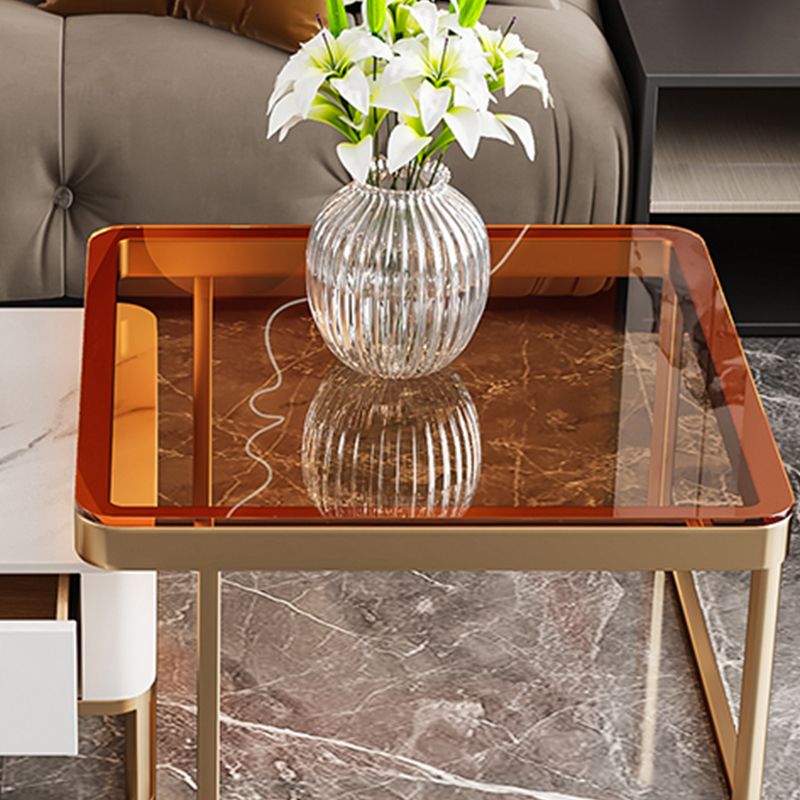 Frame Frame Coffee Table Glam Square Cocktail Table with Drawer