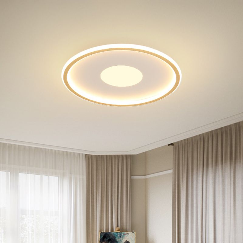 Disk-Shaped Ultrathin Ceiling Lighting Minimalist Acrylic Black/Gold LED Flush Mount for Bedroom, 12"/19.5"/23.5" Dia
