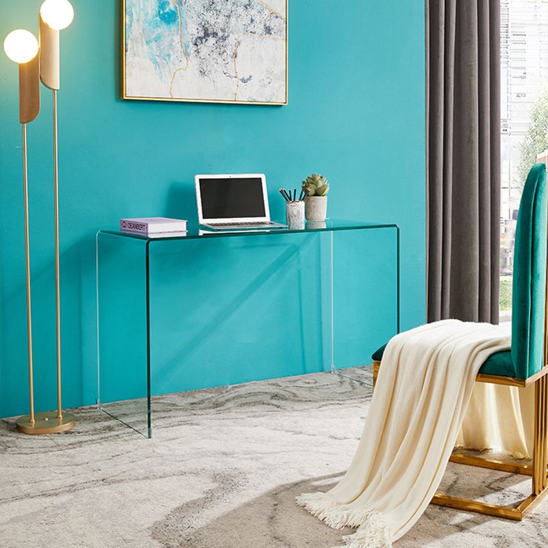 Modern Glass-Top Computer Desk Rectangular Sled Writing Desk for Home