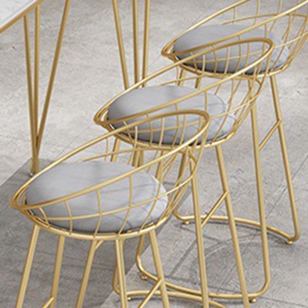 Glam Backrest Dining Stools Round Armless Bar Stools with Cushion