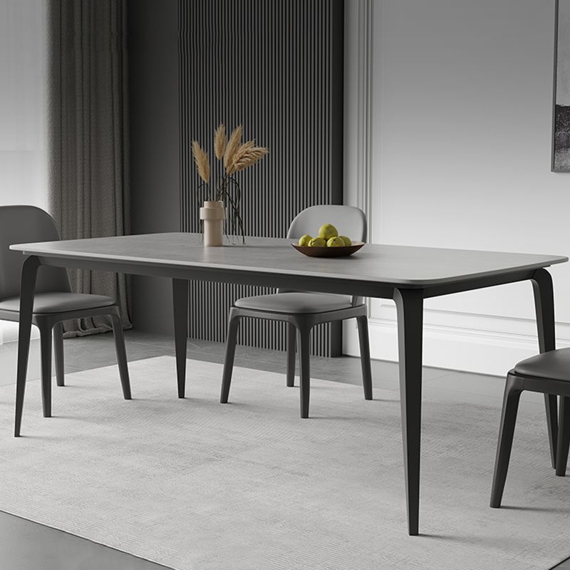Modern Style Furniture Rectangle Stone Dining Room Table in Grey