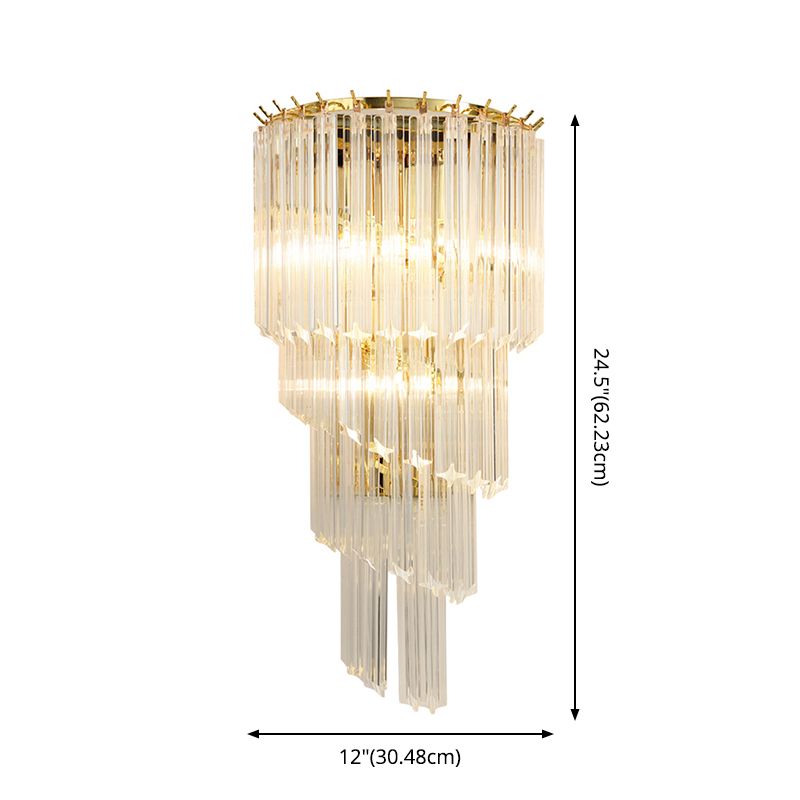 Crystal Tiered Sconce Light Fixture Simplicity Style Clear Wall Lighting Fixture