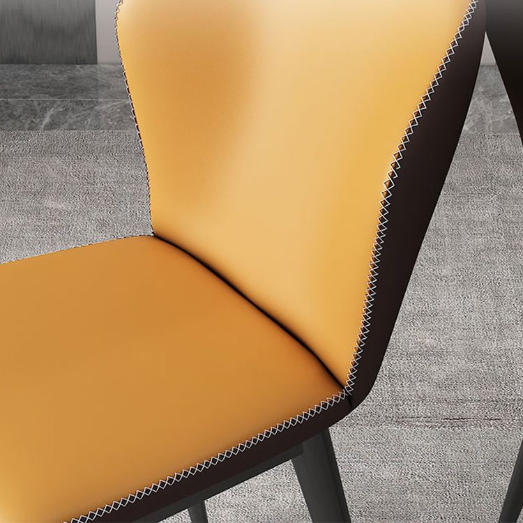 Nordic Glam Style Chair Kitchen Armless Wingback Chair with Metal Legs