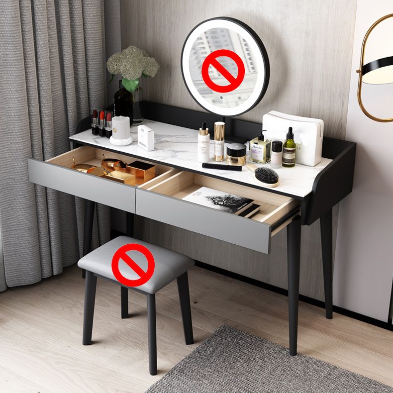 Contemporary Engineered Wood Vanity 37.8" H Vanity Set with Stool