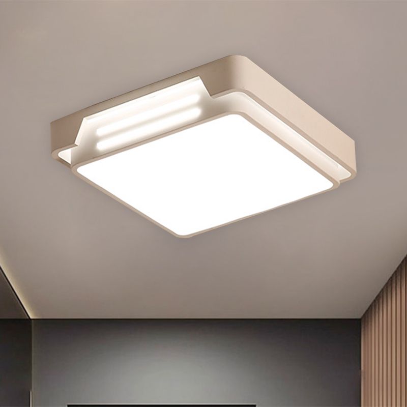 Apparecchio da incasso a soffitto con paralume a scatola quadrata in metallo semplice a LED bianco in luce bianca/calda