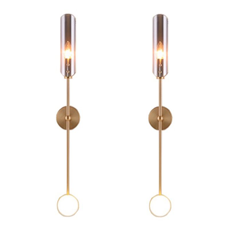 Glass Wall Lighting Contemporary 2 Lights Gold Sconce Lamp Fixture for Living Room