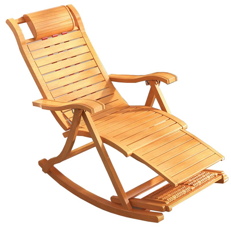Solid Wood Rocking Chair Bamboo with Padded Seat Rocker Chair Ergonomic
