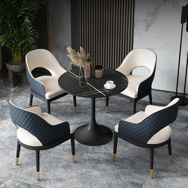 Modern Style Sintered Stone Dining Set Round 1/2/5 Pieces Dining Set for Home Use