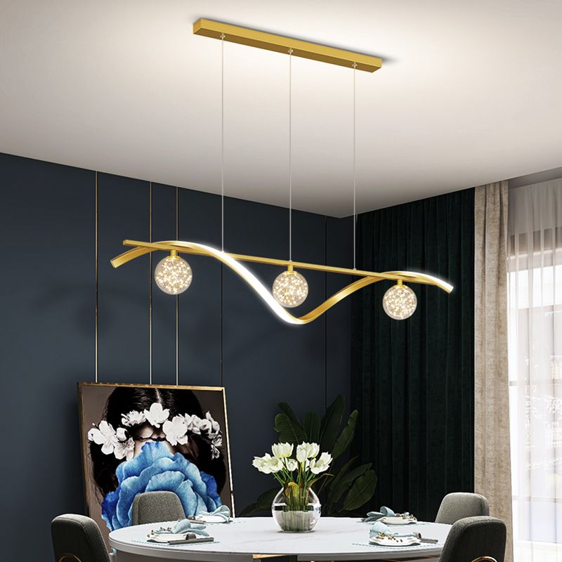 Nordic Light Luxury Simple Contemporary Style LED Hanging Island Pendant Light for Dining Room Bar