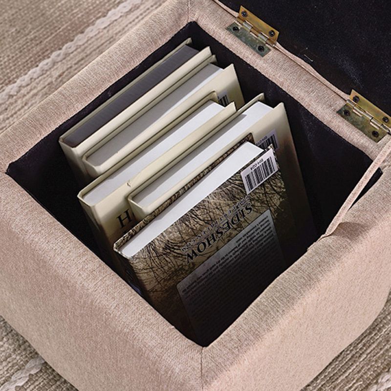 Mid-Century Modern Pouf Ottoman Faux Leather Tufted Square Ottoman with Storage