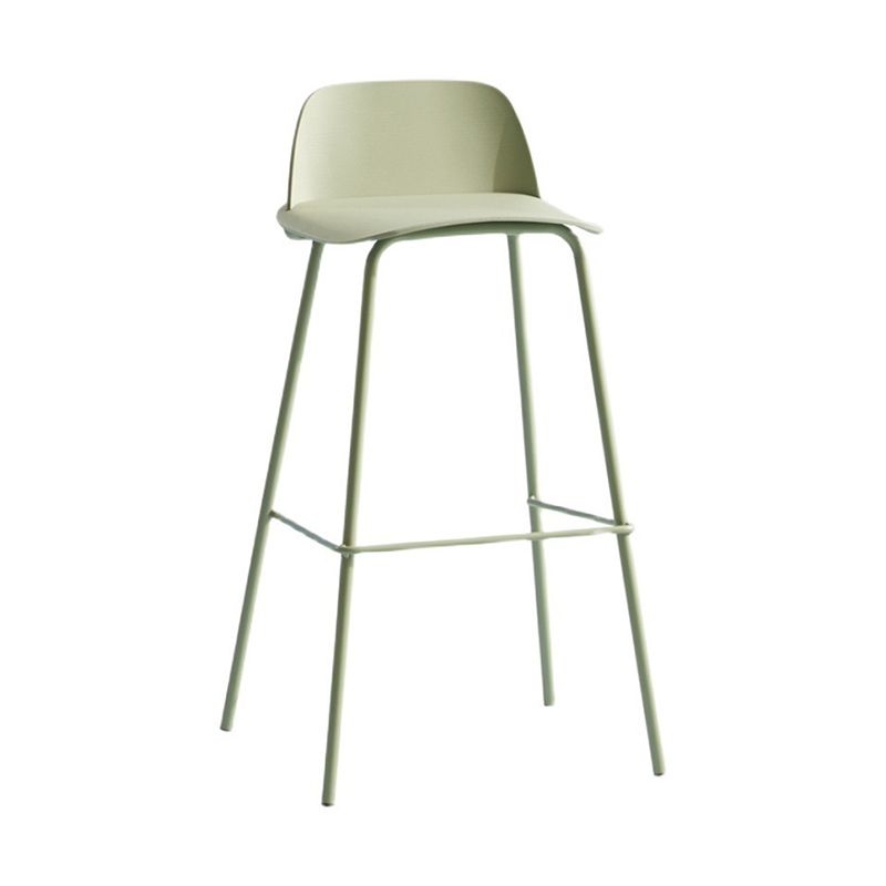 Contemporary Plastic Barstool Plastic Counter Stool Rectangle Seat with Iron Legs