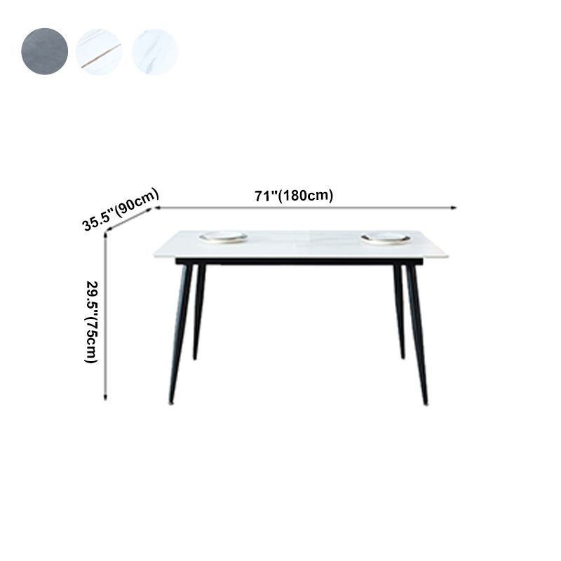 Rectangle Sintered Stone Dining Table Industrial Style 4 Legs Table for Home