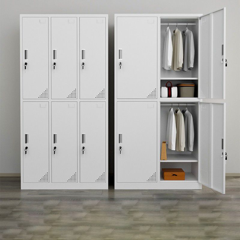 Metal Modern White Wardrobe for Home Matte Finish Cabinet with Hinged Door