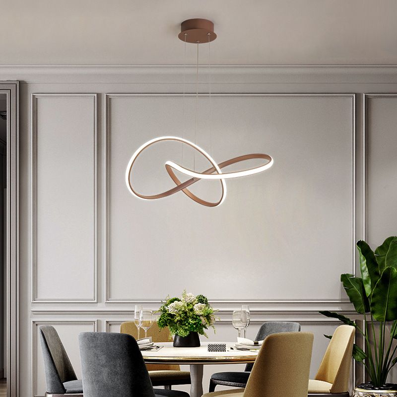 Lampadino intrecciato ultra-moderno illuminazione in metallo semplicità lampadario appeso per soggiorno