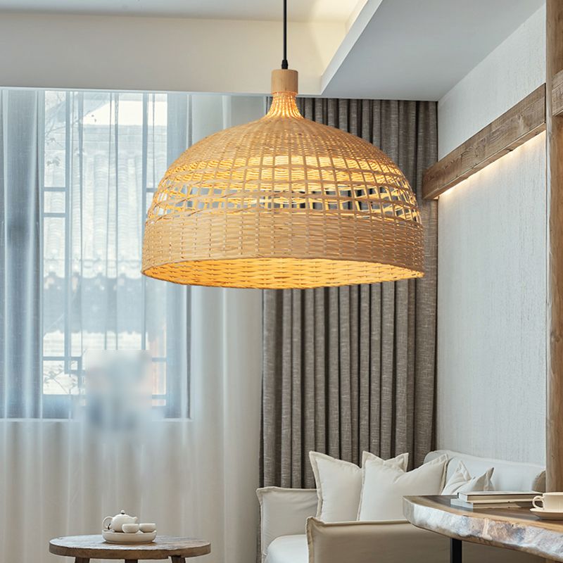 Schüsselform hängen hängende Beleuchtung moderner Stil Bambus 1 Licht Anhängerlampe für Teehaus