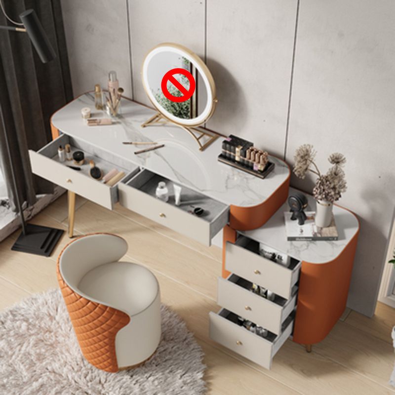 Glam Make-up Vanity with Drawers, Faux Leather Dressing Table